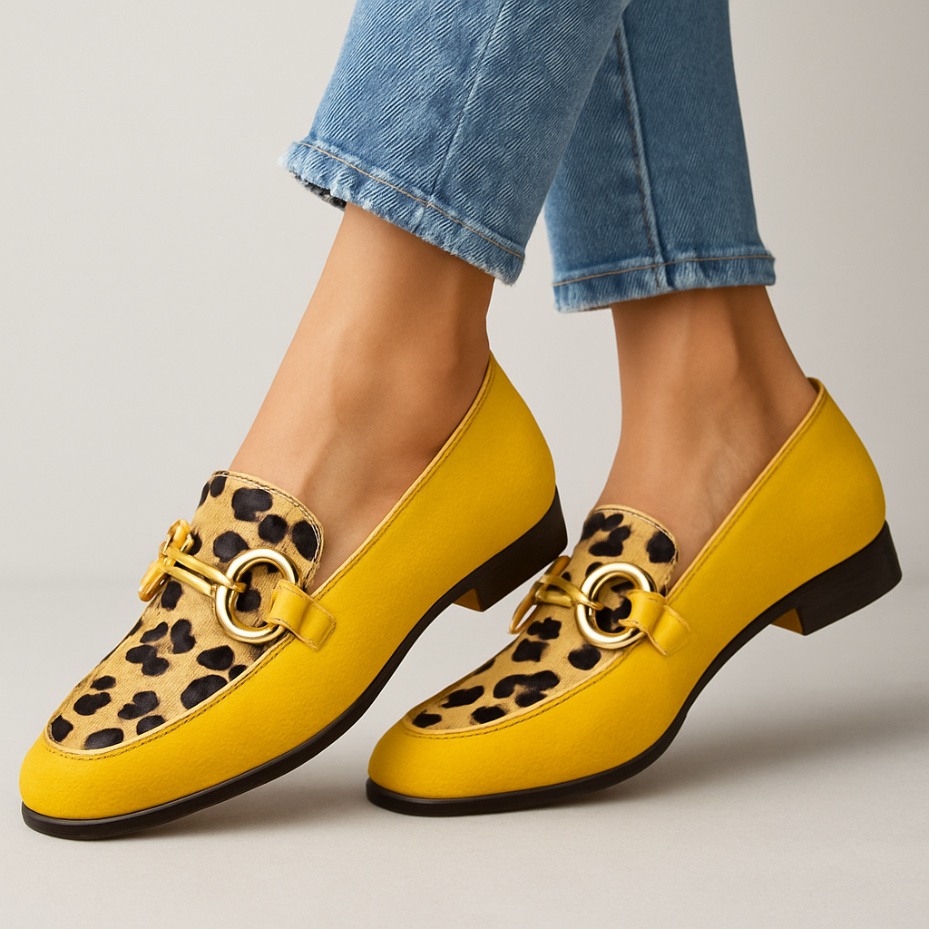 Emmeline | Women's Yellow Buckle Loafers - Yellow - Image 1