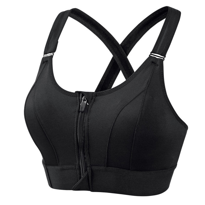 Enola | Women's Zip Front Comfort Bra - Black - Image 1