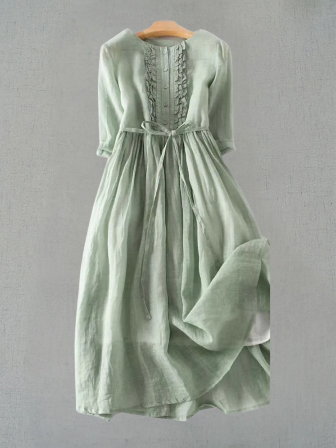 Esmeralda | Women's 3/4 Sleeve Midi Dress - Green - Image 1