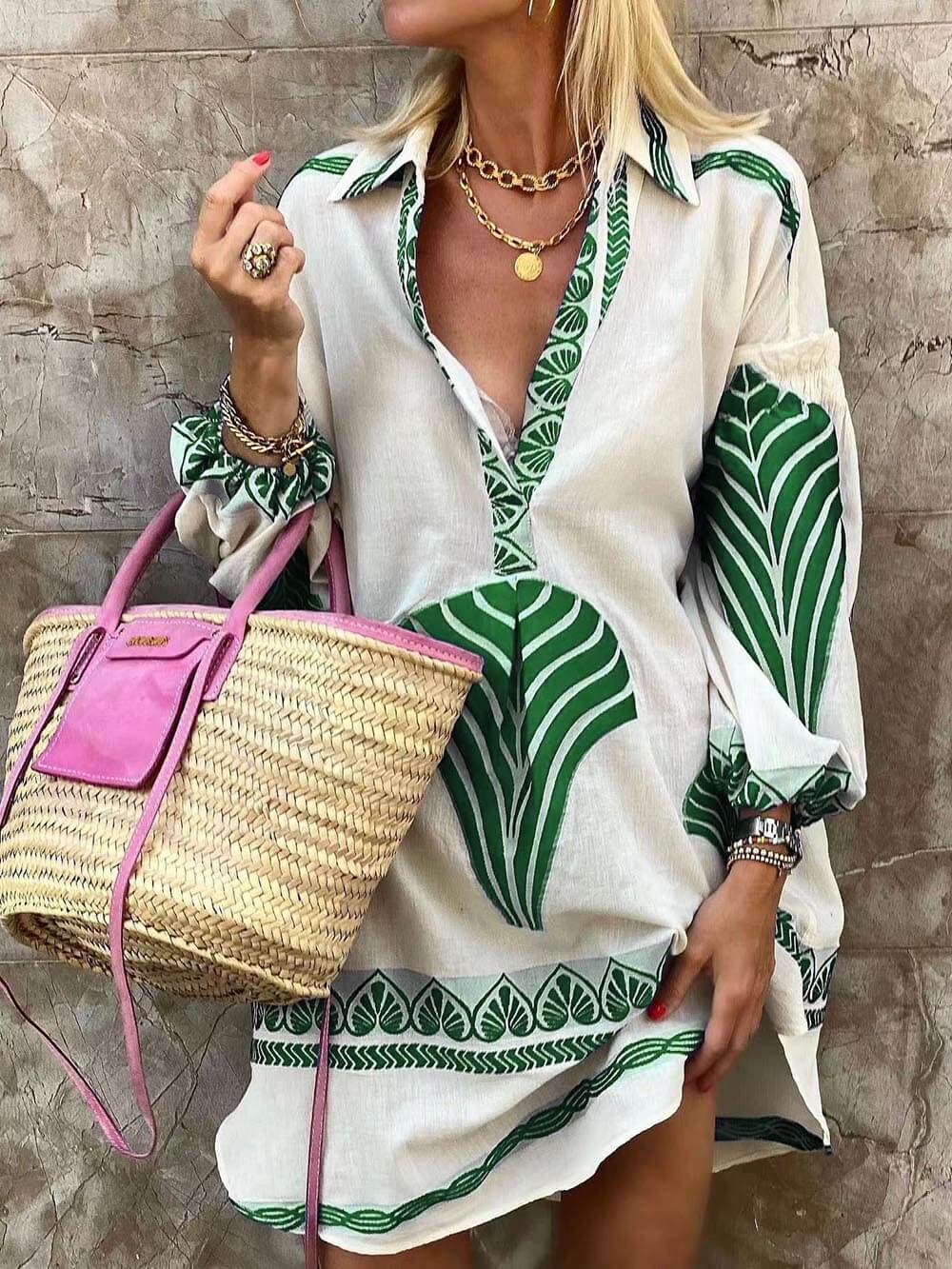 Estephania | Women's Printed Long Sleeve Mini Dress - Image 1