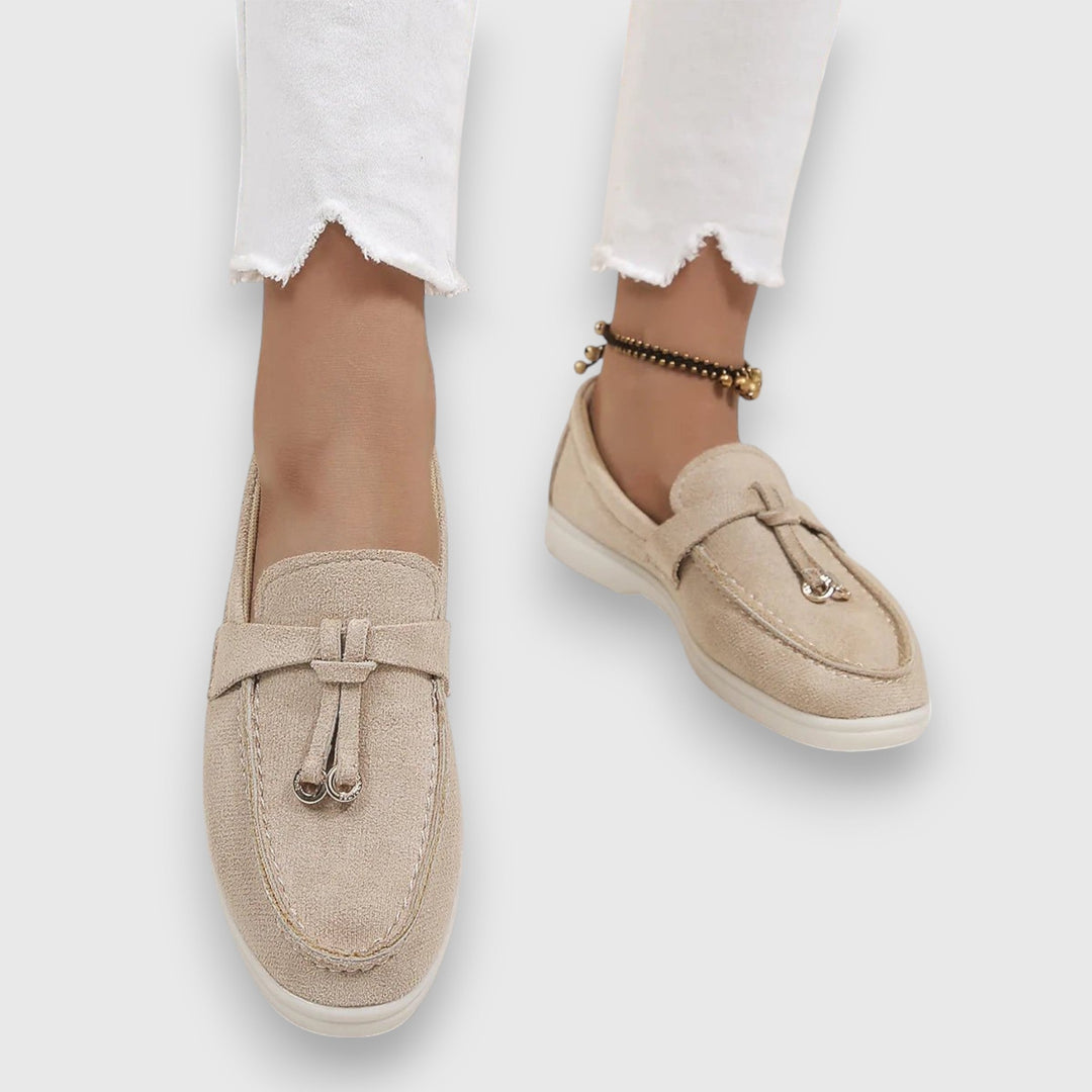 Eulalia | Women's Tassel Slip-On Loafers - Beige - Image 1
