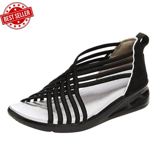Euphrosyne | Damen Sandalen mit Riemchen und flacher Sohle – Schwarz – Bild 1