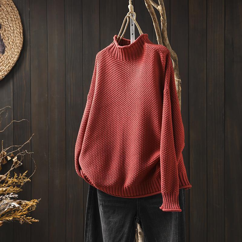 Eurydice | Women's Oversized Mock Neck Jumper - Red - Image 1