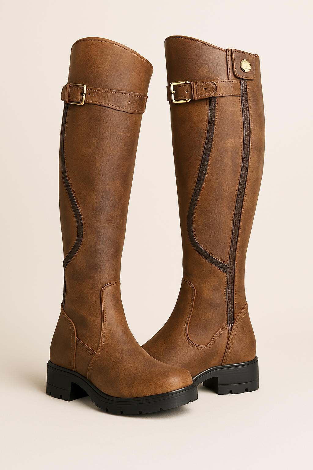 Evadne | Women's Brown Knee High Boots - Brown - Image 1