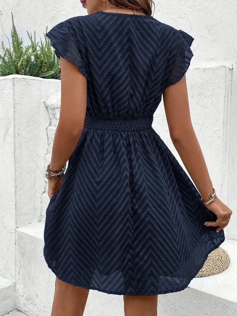 Evangalynne | Damen V-Ausschnitt Spitzen-Minikleid - Champagner - Bild 6