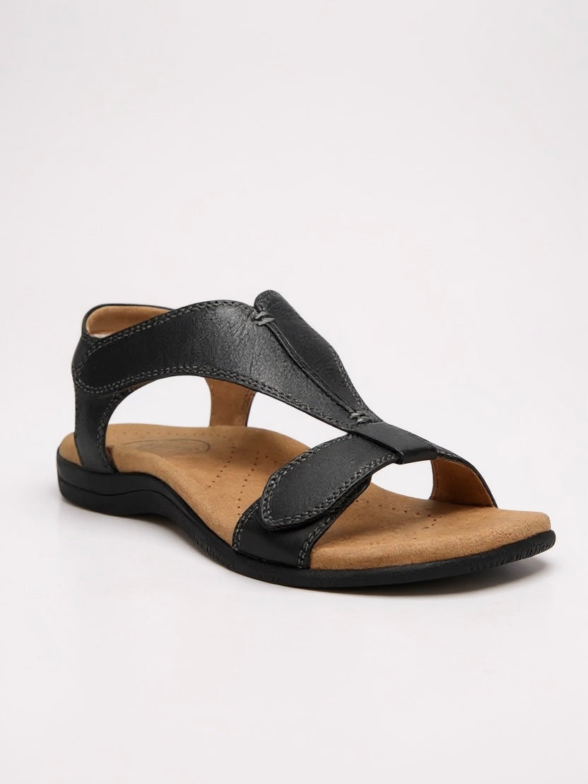 Felicia | Women's T-Strap Comfort Sandals - Black - Image 1