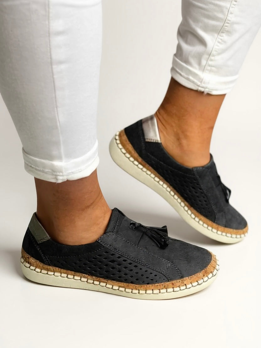 Felissa | Women's Tassel Slip On Loafer - Black - Image 1