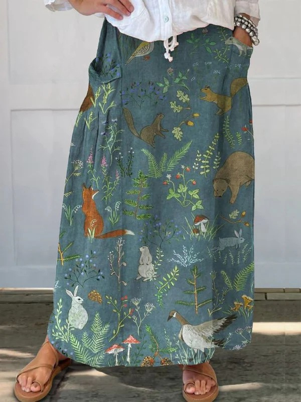 Flora | Women's Floral Animal Print Maxi Skirt - Floral - Image 1