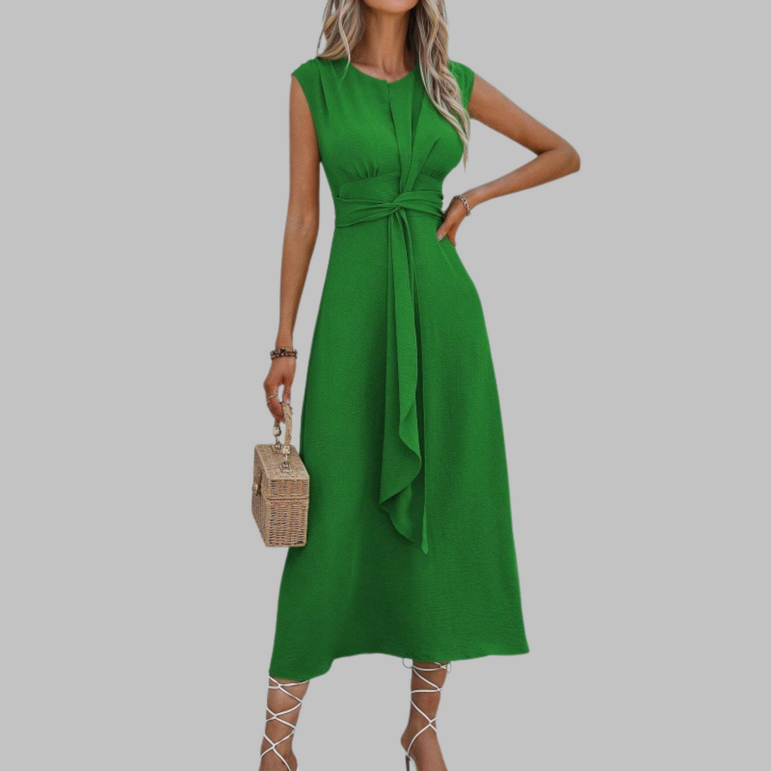 Florence | Women's Sleeveless Round Neck Maxi Dress - Green - Image 1