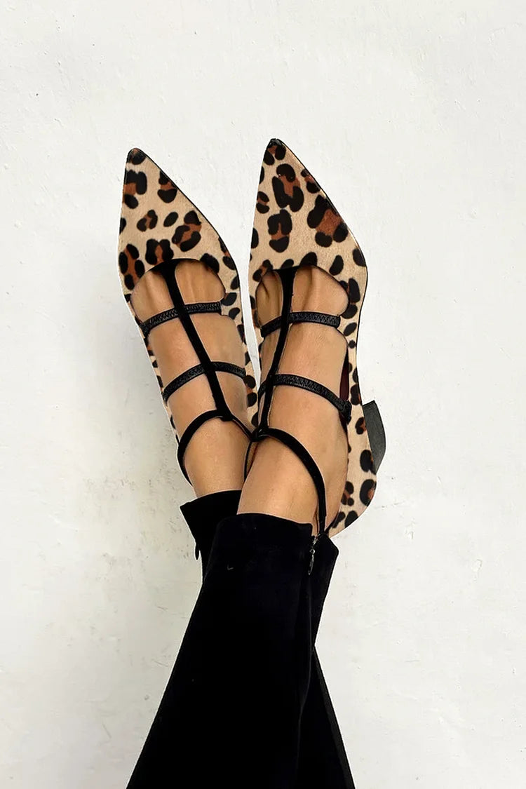 Freya | Women's Leopard Print Pointed Toe Heels - Brown - Image 1