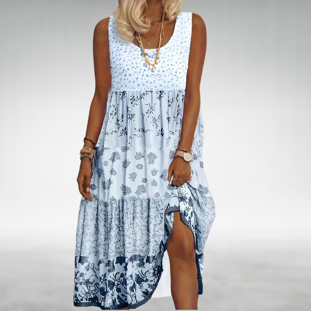 Guinevere | Damen Boho ärmelloses Maxikleid mit Blumenmuster - Blumenmuster - Bild 2