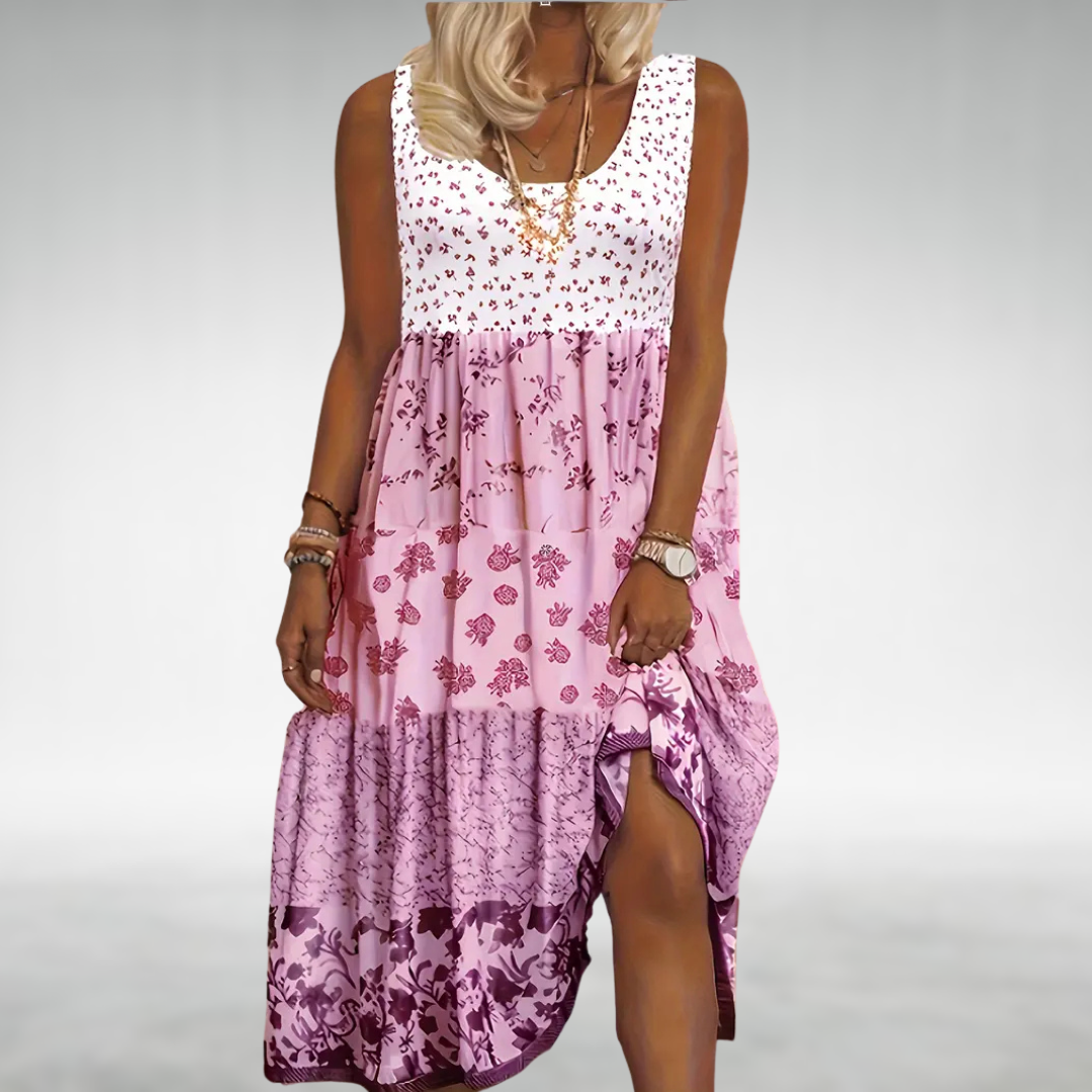 Guinevere | Damen Boho ärmelloses Maxikleid mit Blumenmuster - Blumenmuster - Bild 3