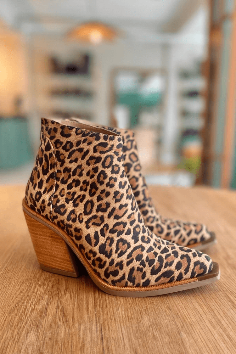 Guinevere | Women's Leopard Print Pointed Ankle Boots - Brown - Image 1