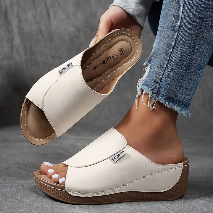 Harmony | Damen Plateau-Sandalen mit Fußgewölbeunterstützung - Beige - Bild 1