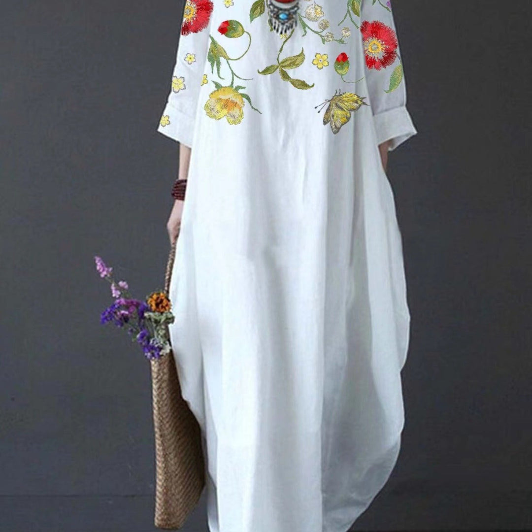 Imara | Damen Maxikleid mit kurzen Ärmeln und Blumenmuster - Blumenmuster - Bild 1
