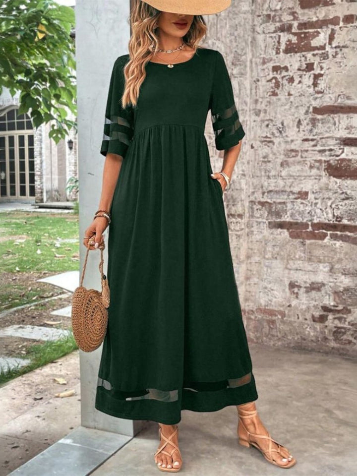 Ingrid | Maxikleid für Damen mit Mesh-Einsätzen – Schwarz – Bild 3