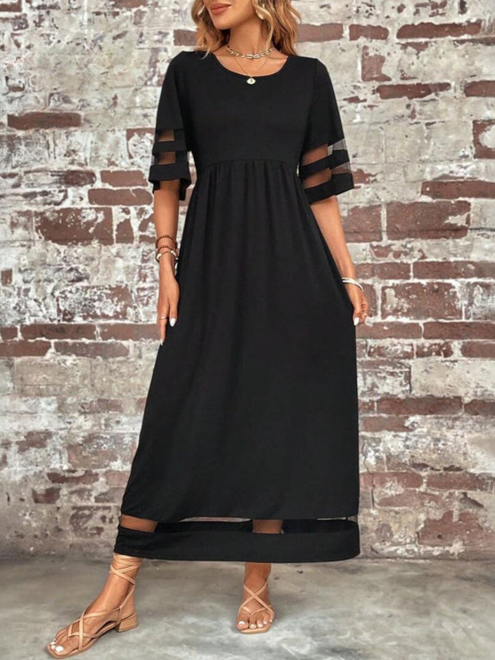 Ingrid | Damen Maxikleid mit Mesh-Einsätzen – Schwarz – Bild 6