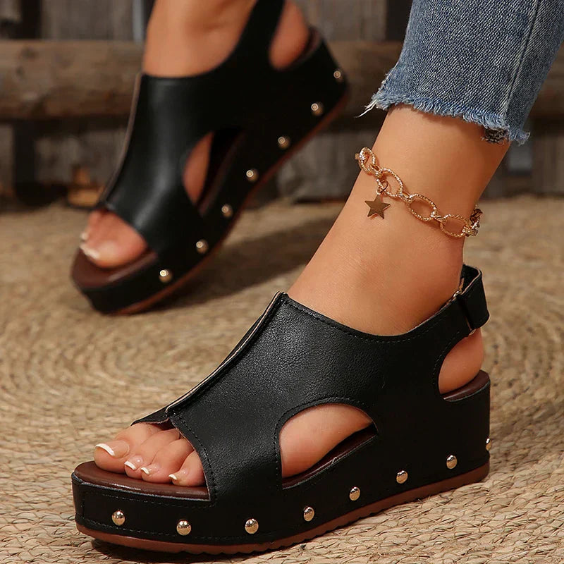 Isabeau | Women's Black Platform Sandals - Black - Image 1