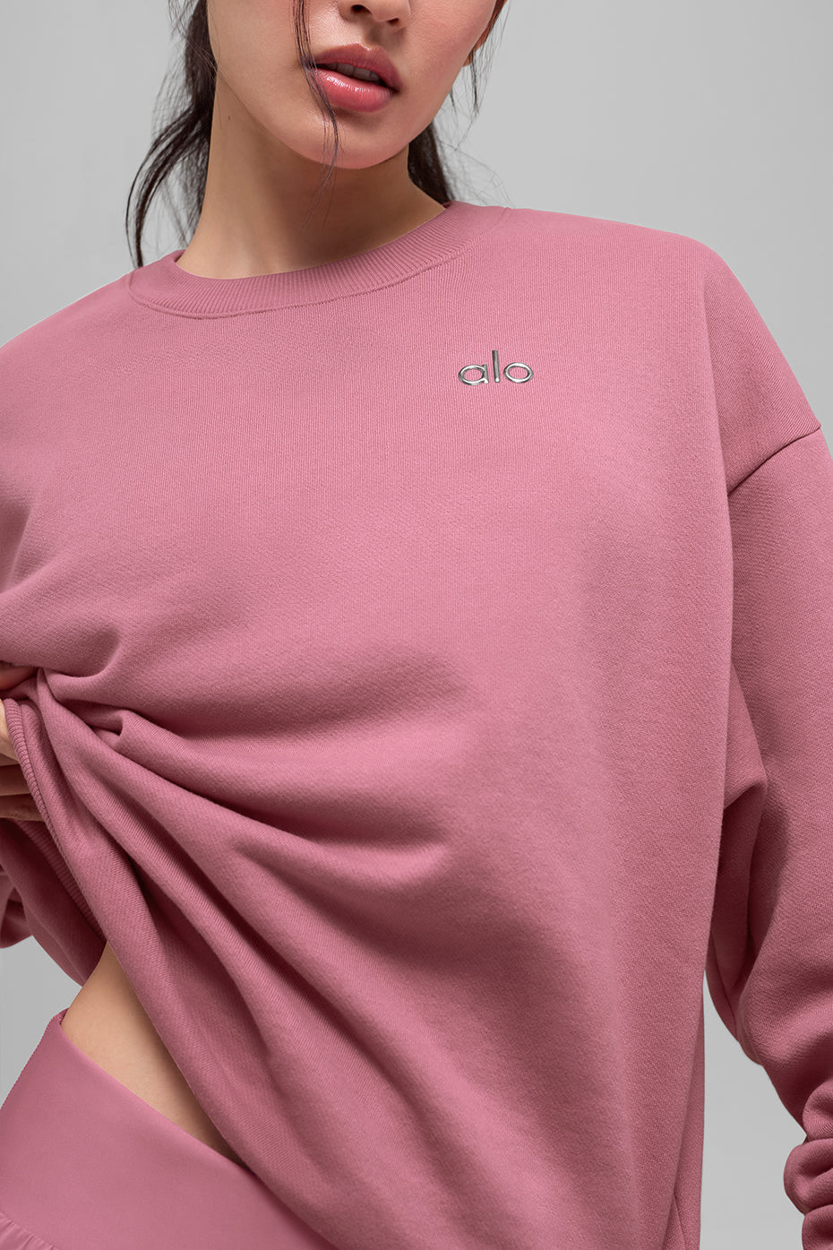 Isabeau | Women's Crew Neck Oversized Pullover - Pink - Image 1