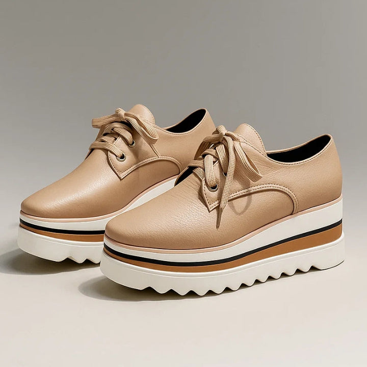 Isolde | Damen Plateau Oxford Schuhe - Beige - Bild 1