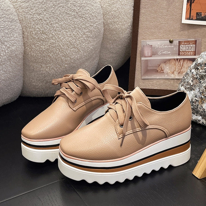 Isolde | Damen Plateau Oxford Schuhe - Beige - Bild 5