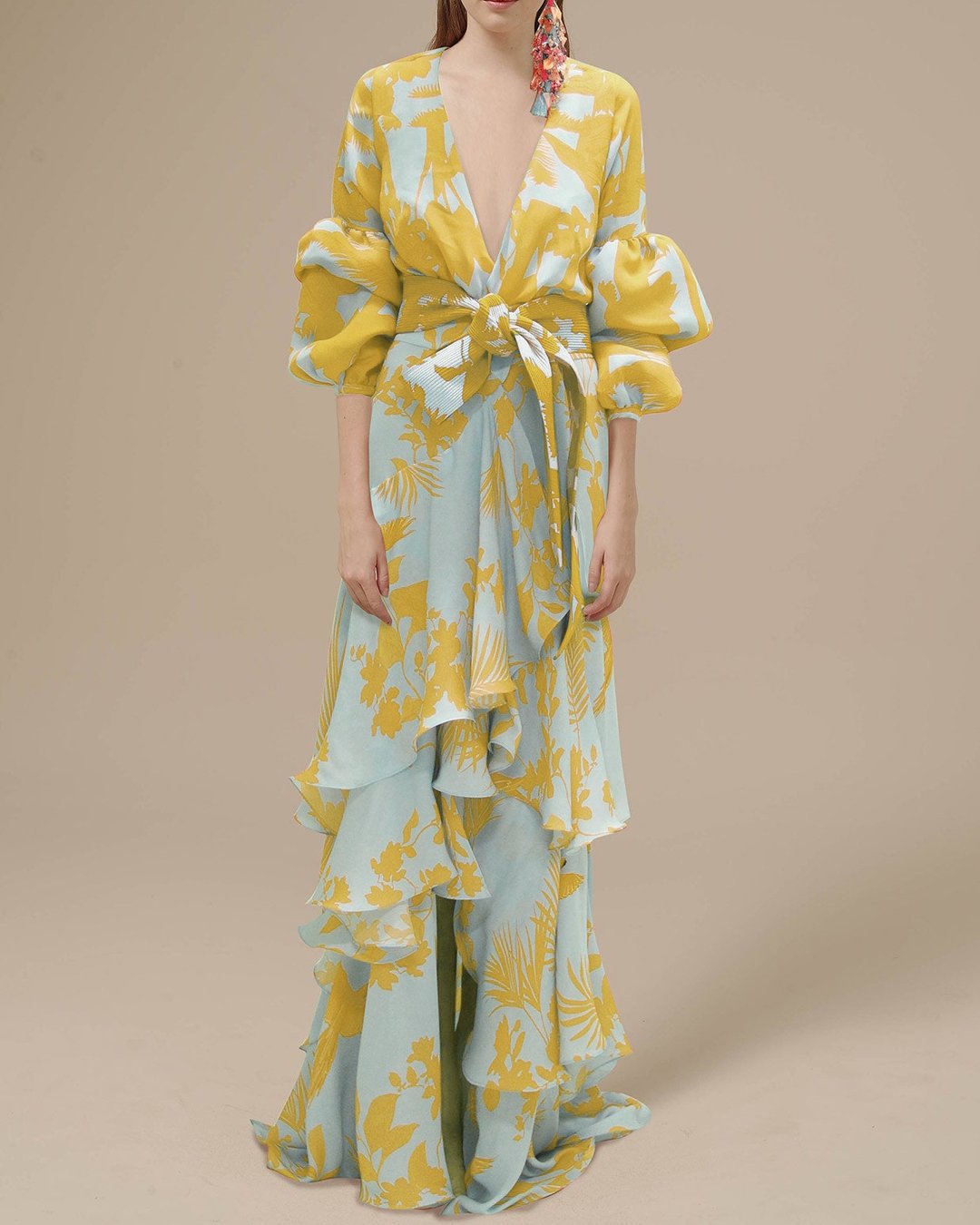 Jemima | Women's Floral Wrap Maxi Dress - Yellow - Image 1