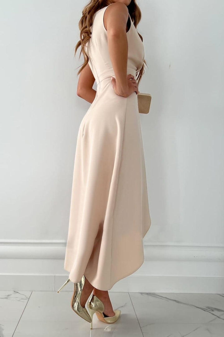 Juliette | Damen V-Ausschnitt Wickel-Midikleid - Champagner - Bild 2