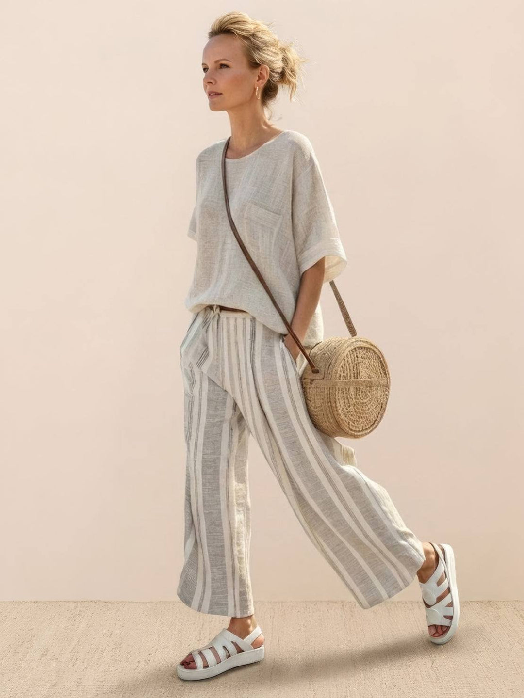 Juniper | Women's Striped Wide Leg Co-ord Set - Striped - Image 1