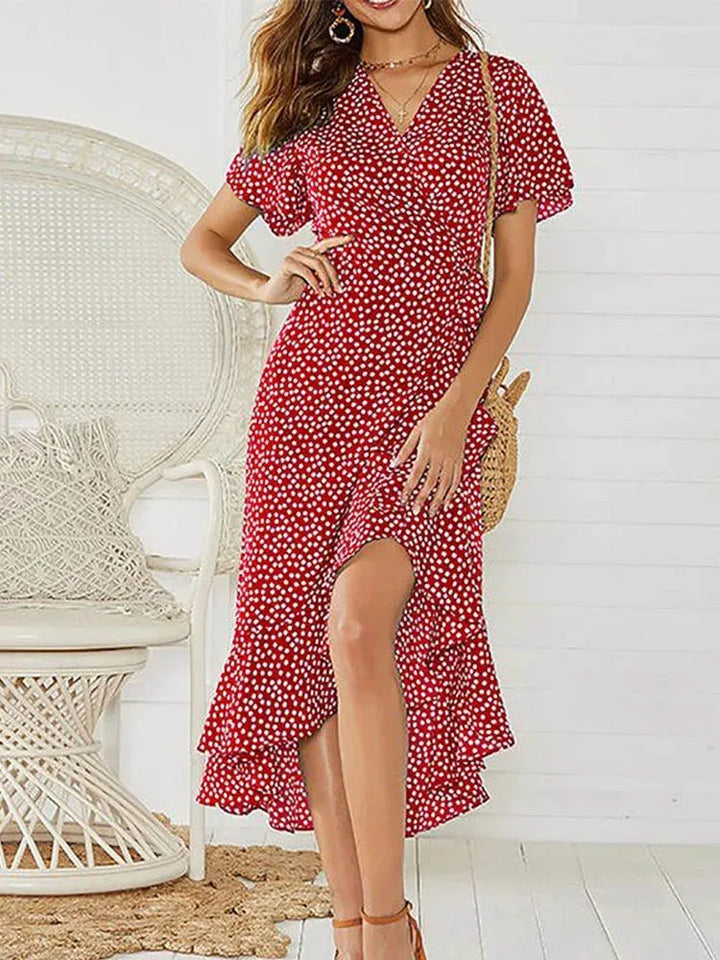 Kassandra | Damen Blumen-Midikleid mit Wickeloptik - Grün - Bild 5