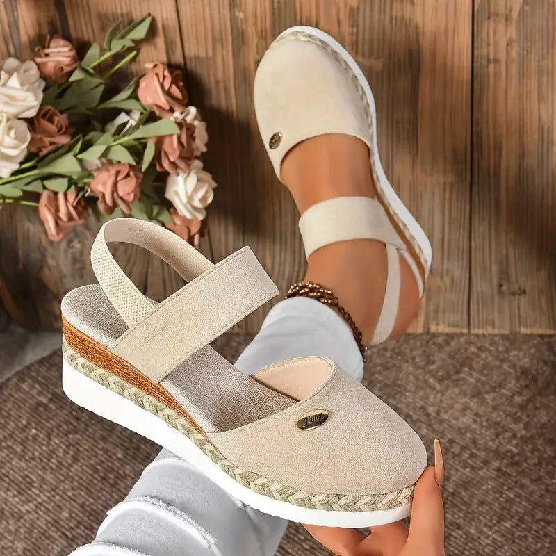 Lilliana | Women's Platform Espadrille Sandals - Beige - Image 1