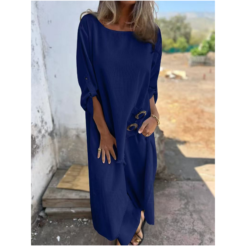 Loretta | Women's Oversized Navy Blue Maxi Dress - Navy - Image 1