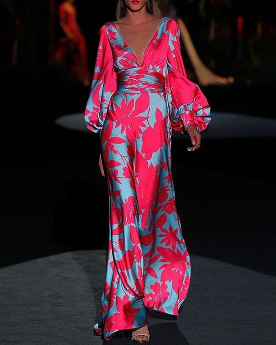 Lysander | Women's Floral V-Neck Maxi Dress - Floral - Image 1