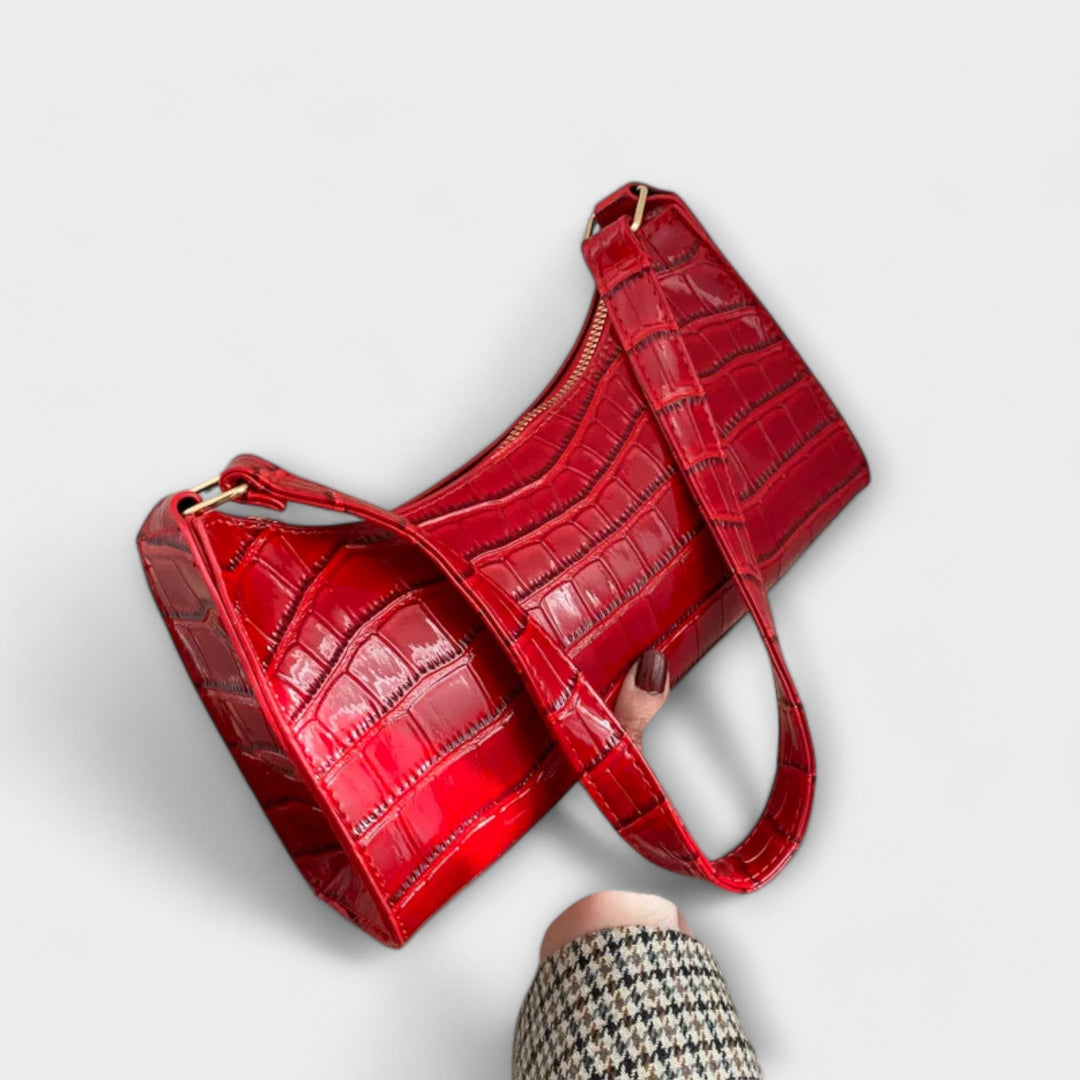 Lysistrata | Women's Croc Effect Red Shoulder Bag - Red - Image 1