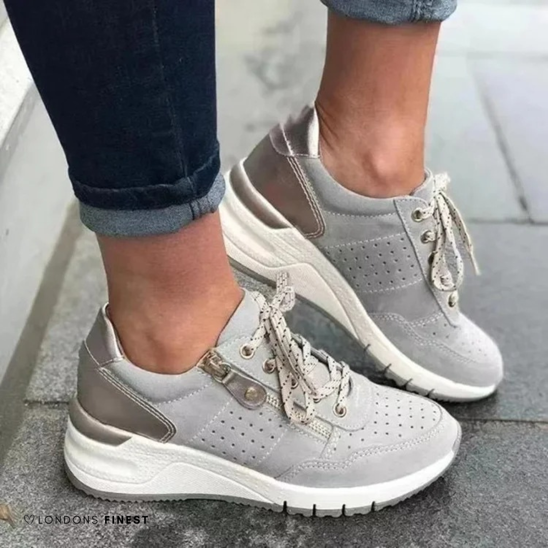 Lysithia | Damen Komfort Schnürschuhe mit Spitze – Grau – Bild 1