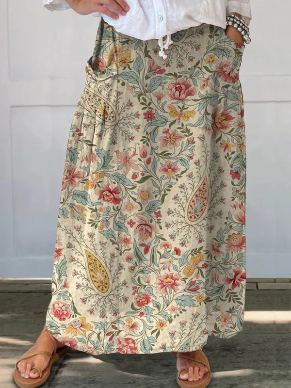 Margot | Women's Floral Print Maxi Skirt - Floral - Image 1