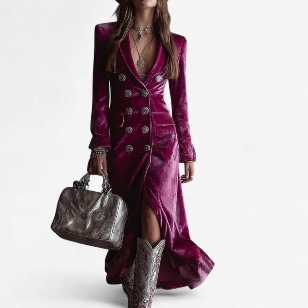 Marguerita | Women's Double Breasted Blazer Dress - Purple - Image 1