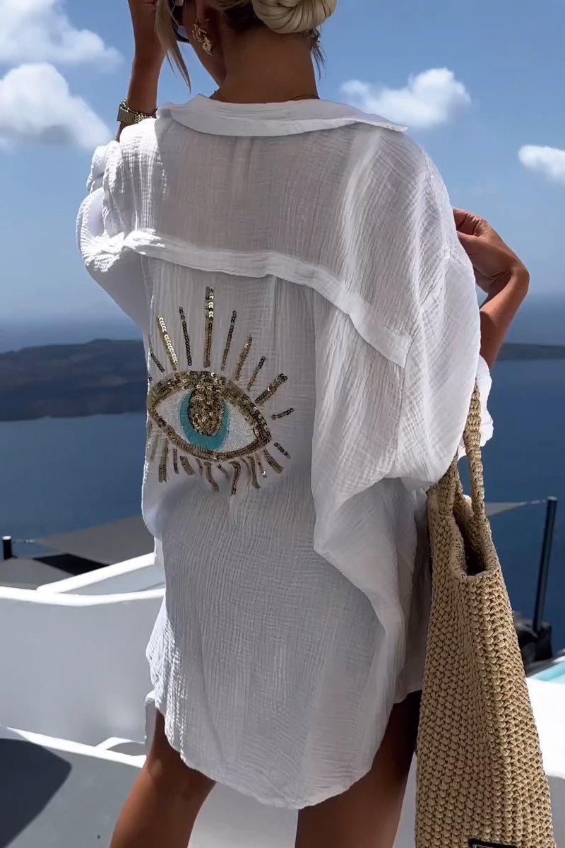 Marigold | Women's Embellished Oversized Blouse - White - Image 1