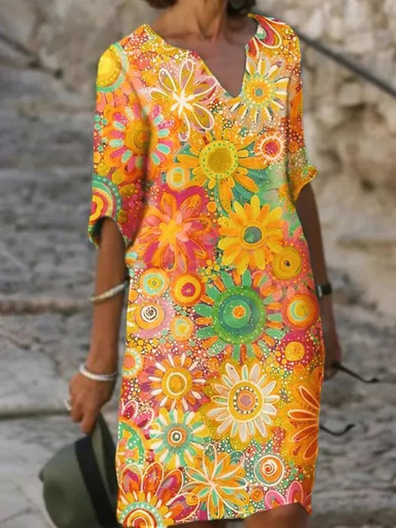 Meadow | Women's Floral V-Neck Midi Dress - Image 1