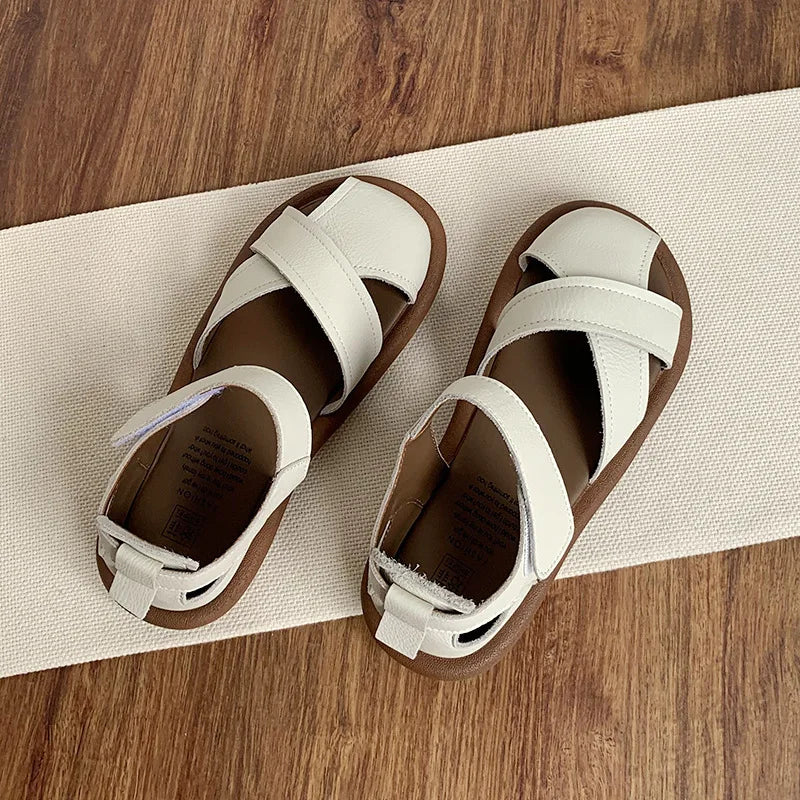 Meliora | Women's Adjustable Strap Flat Sandals - White - Image 1