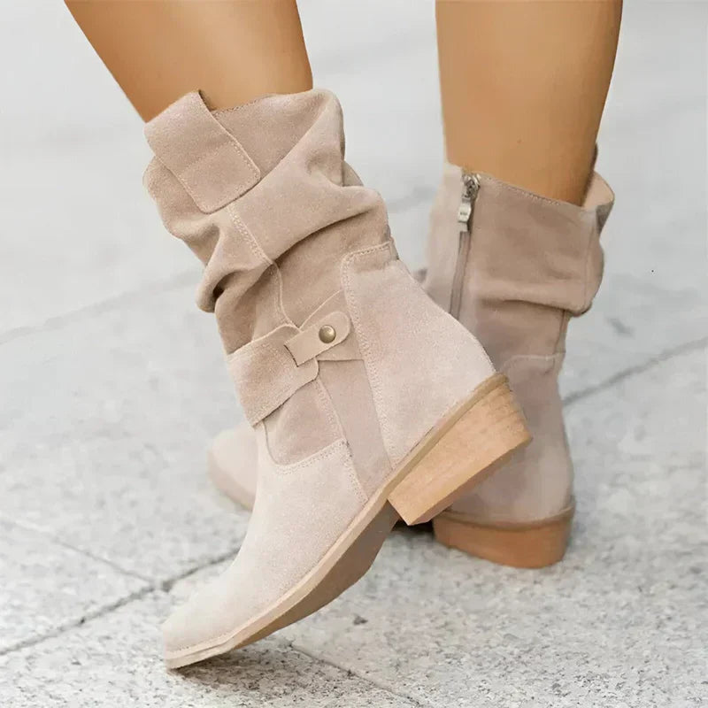 Meliora | Women's Buckle Strap Ankle Boots - Beige - Image 1
