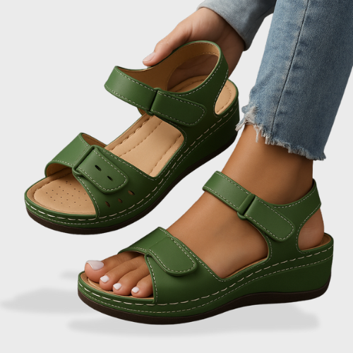 Meredith | Women's Orthopedic Adjustable Strap Sandals - Green - Image 1