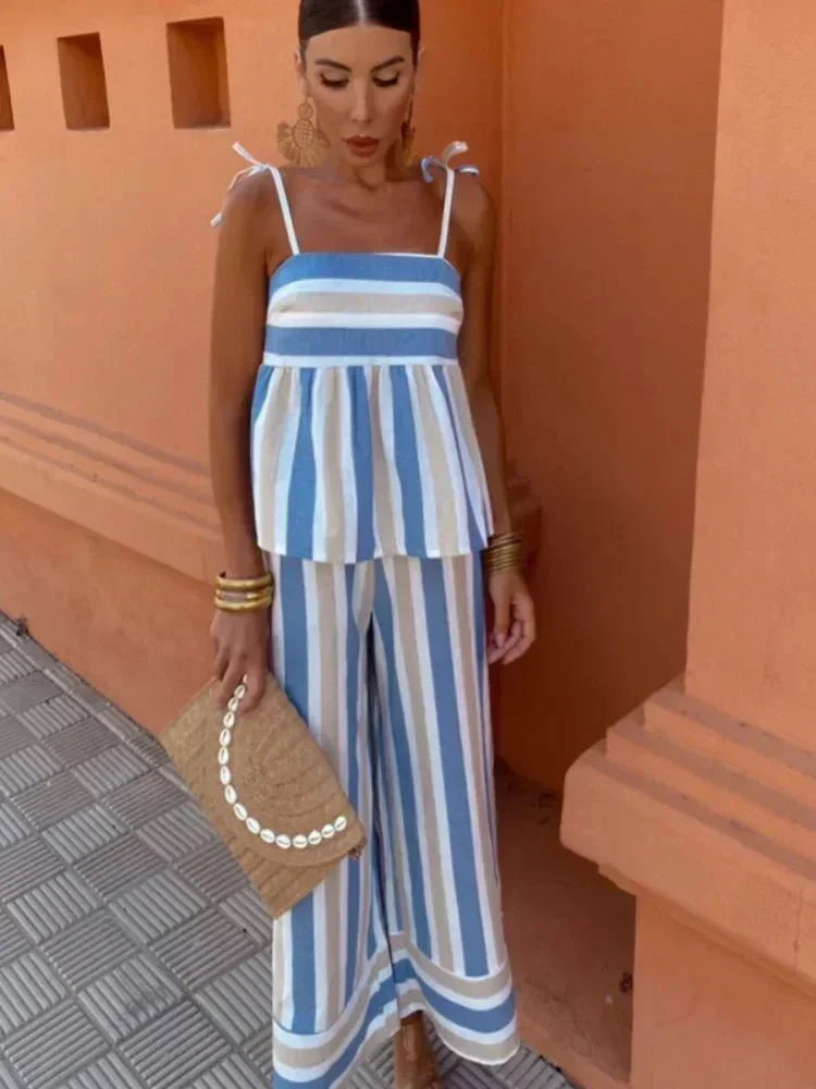 Miralynn | Women's Striped Two Piece Set - Striped - Image 1
