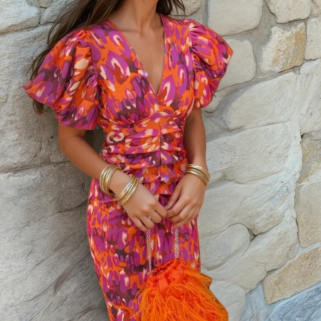 Nerissa | Bedrucktes Wickel-Midikleid für Damen - Bild 1