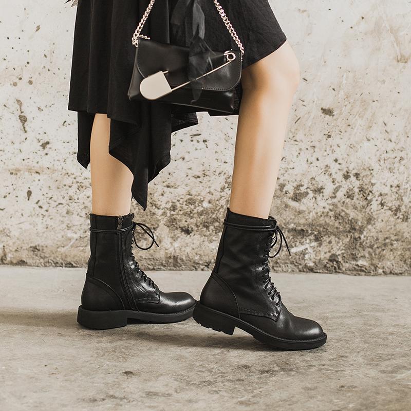 Octavia | Women's Lace Up Ankle Boots - Black - Image 1