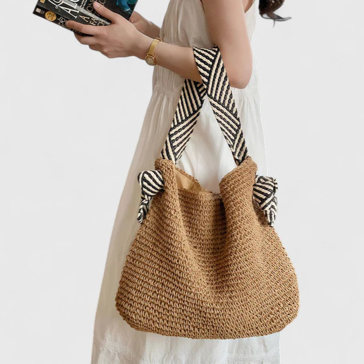 Octaviana | Women's Woven Shoulder Bag - Beige - Image 1