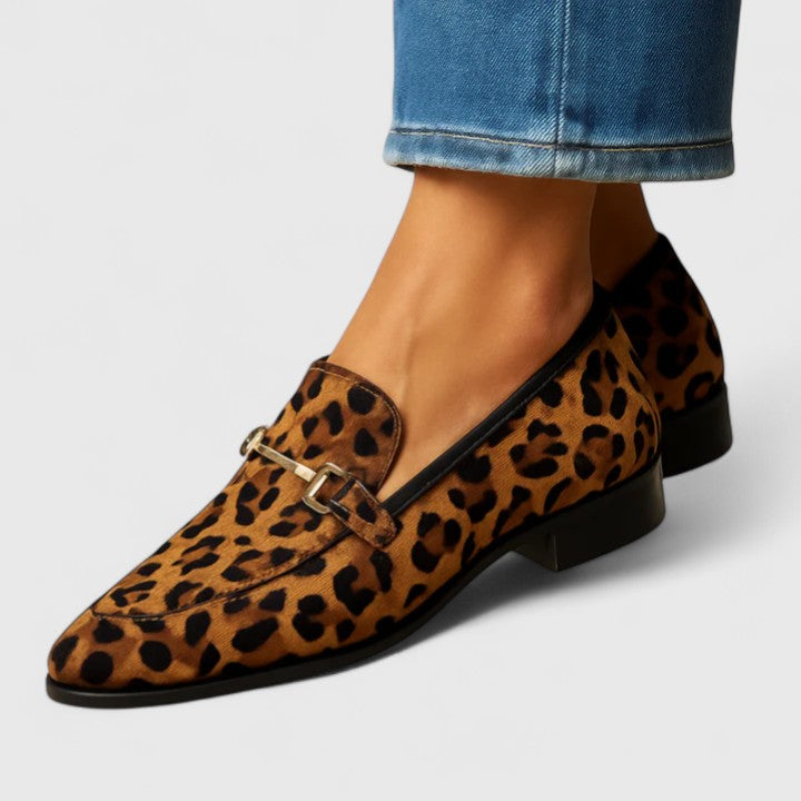Octavienne | Women's Leopard Print Loafers - Brown - Image 1