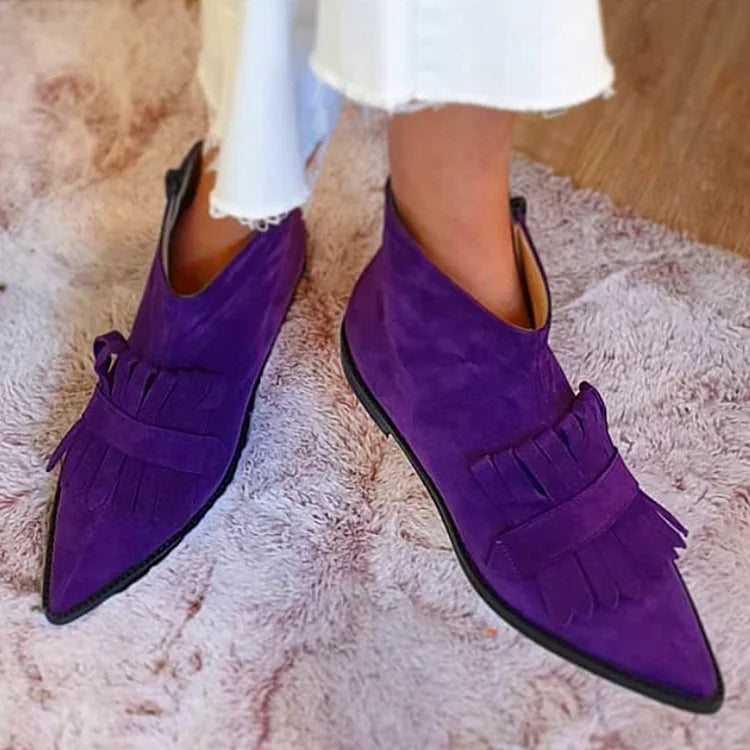 Octavius | Women's Purple Fringe Ankle Boots - Purple - Image 1