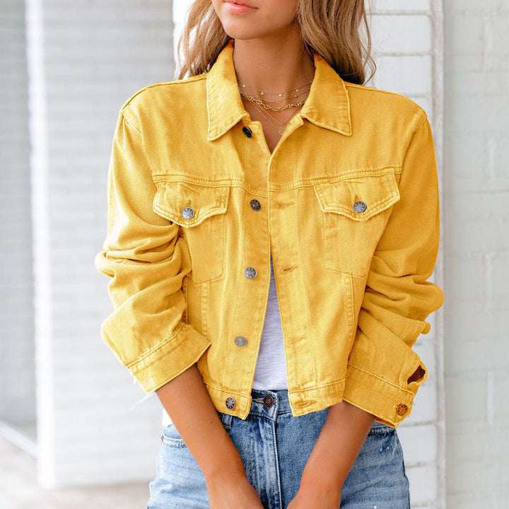 Ophelia | Damen Cropped Langarmjacke - Hellblau - Bild 2