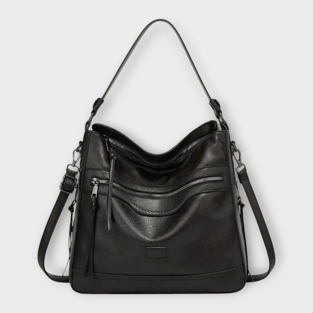 Ophélie | Women's Black Multi-Pocket Shoulder Bag - Black - Image 1