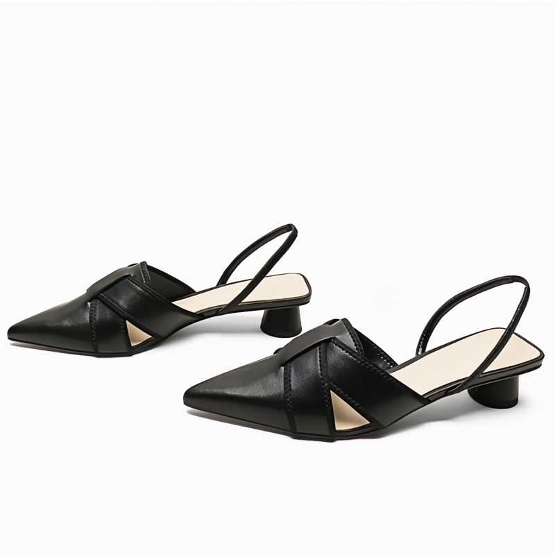 Ottilia | Damen Spitz zulaufende Slingback-Kitten-Heels - Schwarz - Bild 2